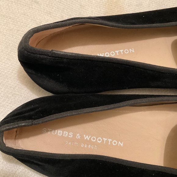 Stubbs Wootton Euro & US Dollar Symbol Men's Black Velvet Slipper Loafer Sz 12 - Picture 4 of 13